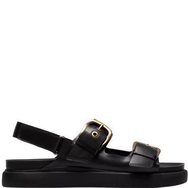 CLARKS  WOMENS  SANDAL - BLACK LEATHER